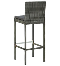 Garten-Barhocker mit Kissen 2 Stk. Grau Poly Rattan