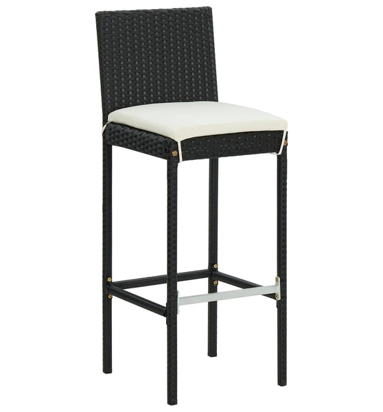 Garten-Barhocker mit Kissen 4 Stk. Schwarz Poly Rattan