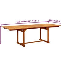 Garten-Esstisch (160-240)x100x75 cm Massivholz Akazie