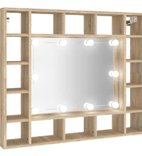 Spiegelschrank mit LED Sonoma-Eiche 91x15x76,5 cm