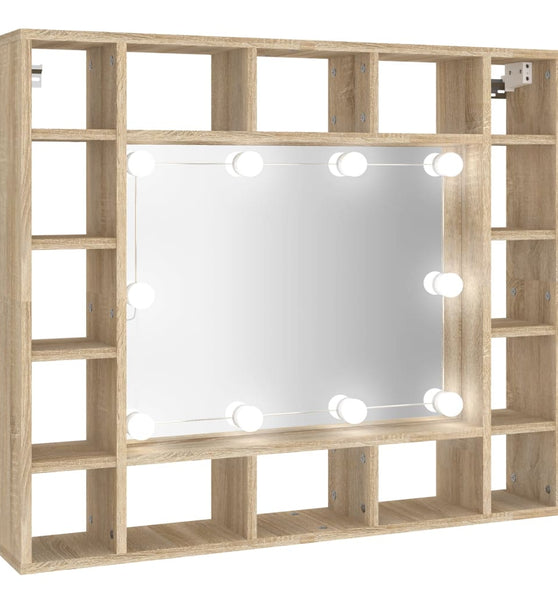 Spiegelschrank mit LED Sonoma-Eiche 91x15x76,5 cm