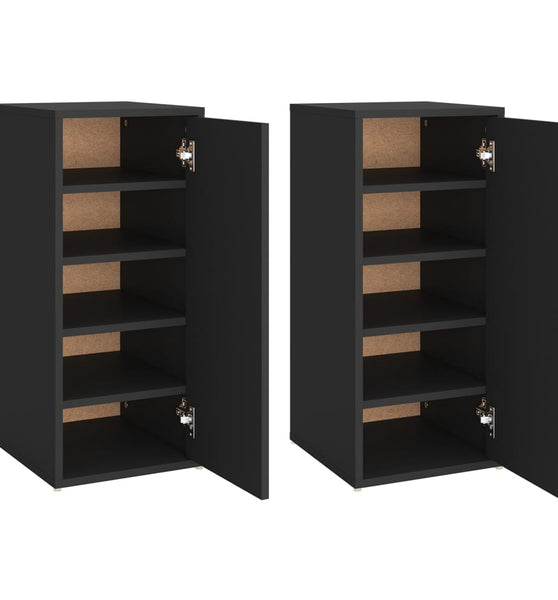 Schuhschränke 2 Stk. Schwarz 32x35x70 cm Holzwerkstoff