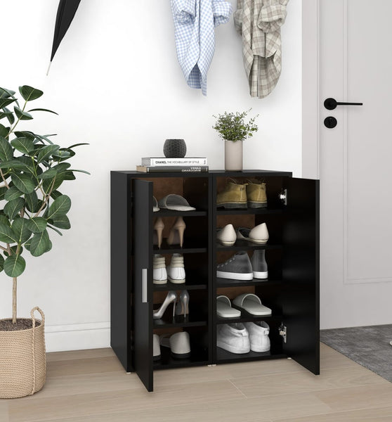 Schuhschränke 2 Stk. Schwarz 32x35x70 cm Holzwerkstoff