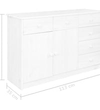 Sideboard 6 Schubladen Weiß 113x35x73 cm Massivholz Kiefer