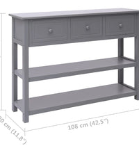 Sideboard Grau 108x30x76 cm Massivholz Paulownia