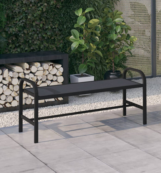 Gartenbank 124,5 cm Stahl und WPC Schwarz