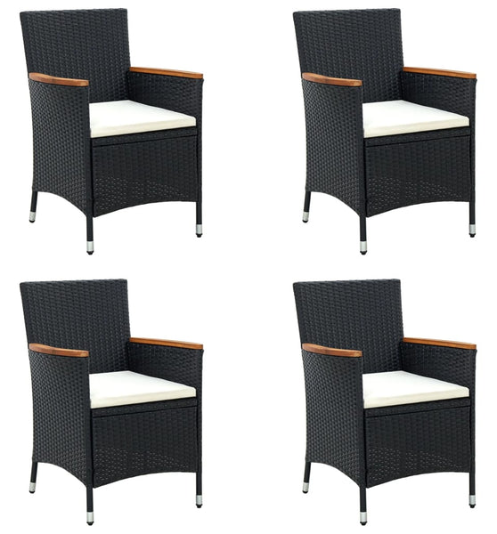 Garten-Essstühle 4 Stk. Poly Rattan Schwarz