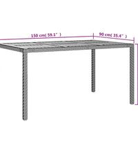 Gartentisch 150x90x75 cm Poly Rattan und Akazienholz Schwarz