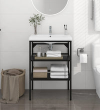 Badezimmer Waschtischgestell Schwarz 59x38x83 cm Eisen