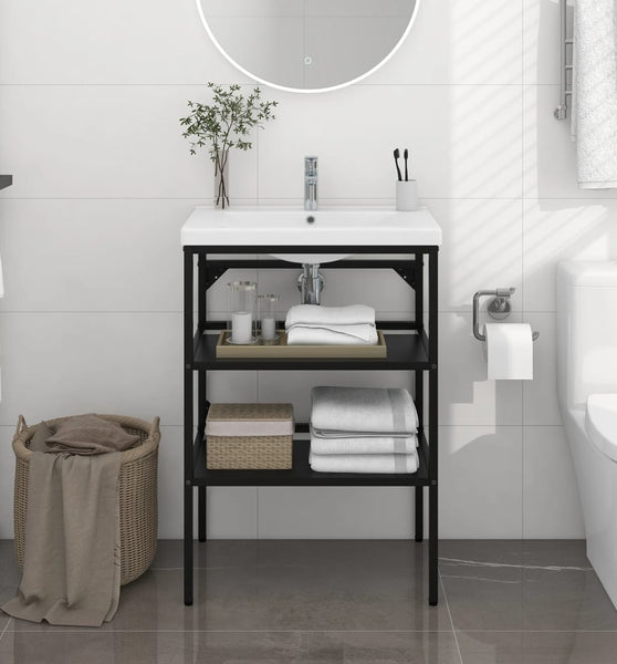 Badezimmer Waschtischgestell Schwarz 59x38x83 cm Eisen