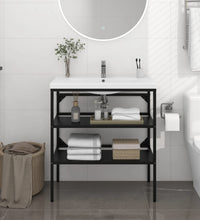 Badezimmer Waschtischgestell Schwarz 79x38x83 cm Eisen