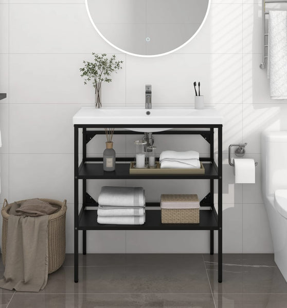 Badezimmer Waschtischgestell Schwarz 79x38x83 cm Eisen