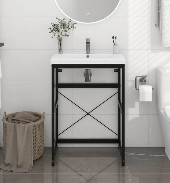 Badezimmer Waschtischgestell Schwarz 59x38x83 cm Eisen