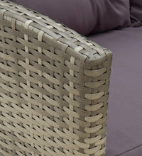 2-tlg. Garten-Lounge-Set mit Kissen Poly Rattan Grau