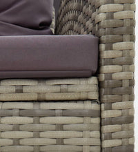 2-tlg. Garten-Lounge-Set mit Kissen Poly Rattan Grau