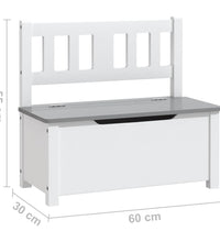 Kinderbank mit Stauraum Weiß und Grau 60x30x55 cm MDF