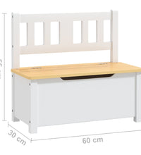 Kinderbank mit Stauraum Weiß und Beige 60x30x55 cm MDF