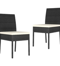 Garten-Essstühle 2 Stk. Poly Rattan Schwarz