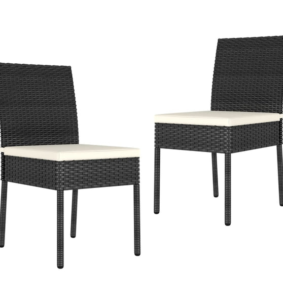 Garten-Essstühle 2 Stk. Poly Rattan Schwarz