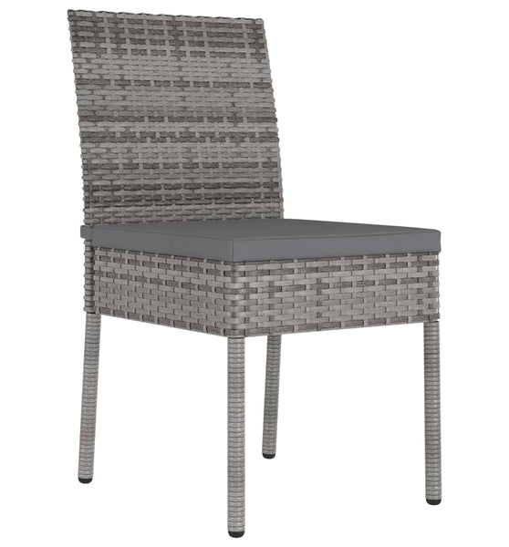 Garten-Essstühle 2 Stk. Poly Rattan Grau