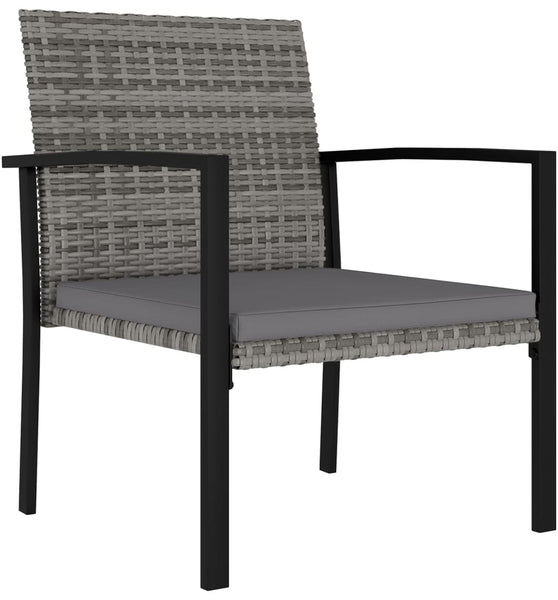 Garten-Essstühle 2 Stk. Poly Rattan Grau