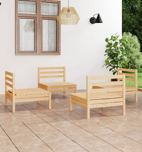 4-tlg. Garten-Lounge-Set Massivholz Kiefer