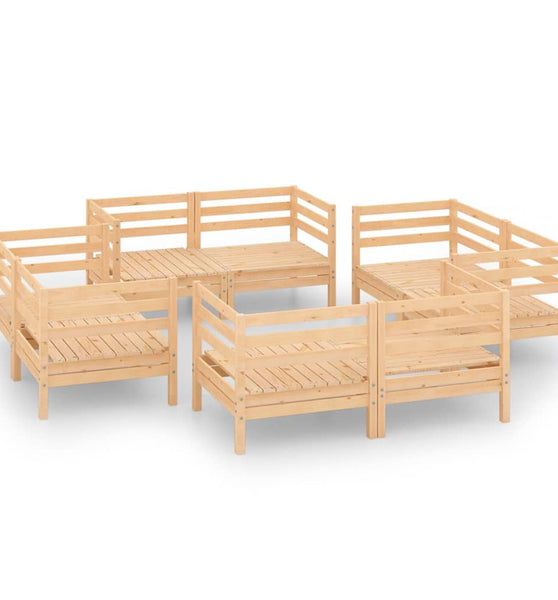 8-tlg. Garten-Lounge-Set Massivholz Kiefer