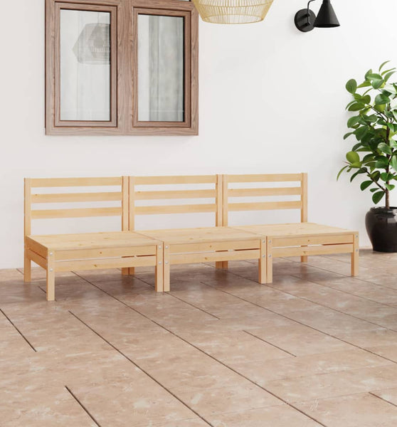 3-tlg. Garten-Lounge-Set Kiefer Massivholz