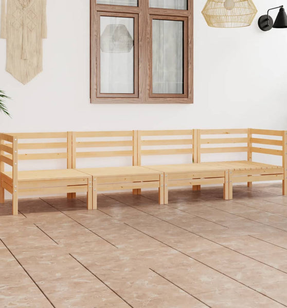 4-tlg. Garten-Lounge-Set Kiefer Massivholz