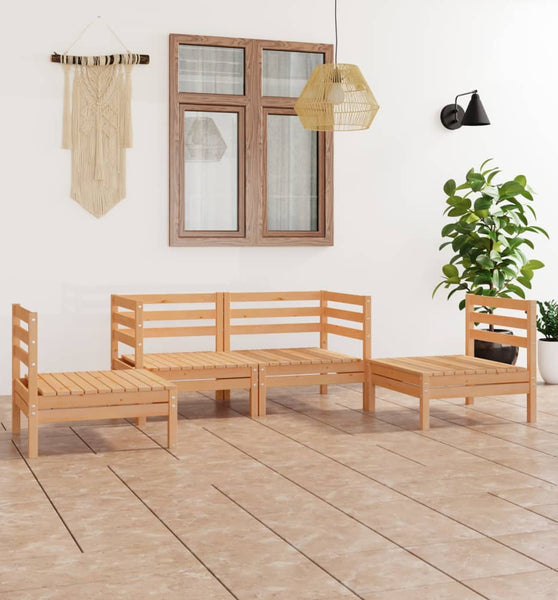 4-tlg. Garten-Lounge-Set Kiefer Massivholz