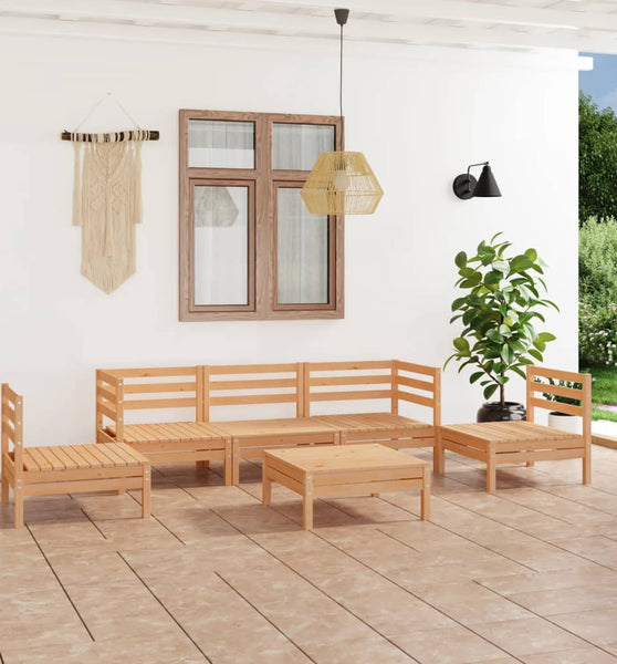 6-tlg. Garten-Lounge-Set Kiefer Massivholz