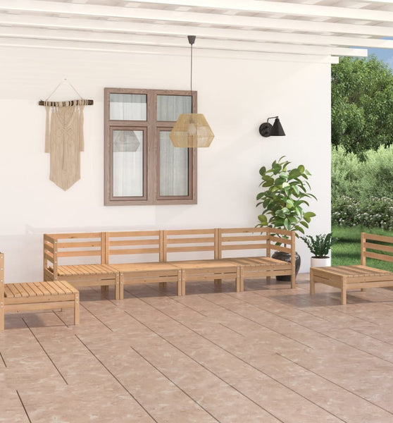 6-tlg. Garten-Lounge-Set Kiefer Massivholz