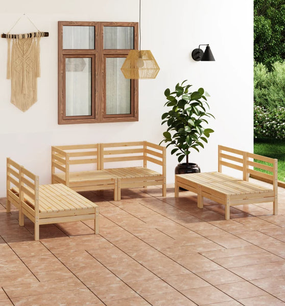 6-tlg. Garten-Lounge-Set Massivholz Kiefer