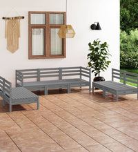 7-tlg. Garten-Lounge-Set Grau Massivholz Kiefer