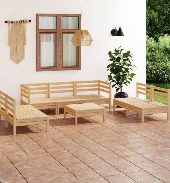 8-tlg. Garten-Lounge-Set Massivholz Kiefer