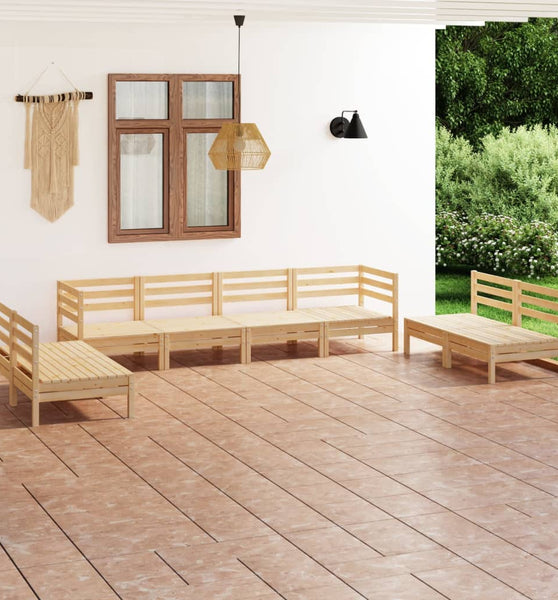 8-tlg. Garten-Lounge-Set Massivholz Kiefer
