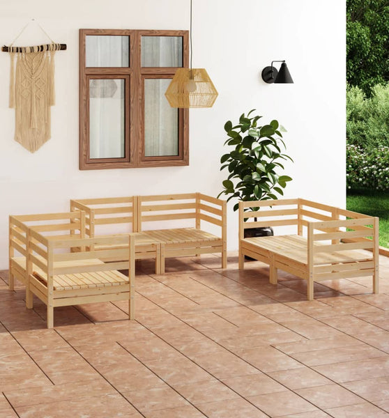 6-tlg. Garten-Lounge-Set Massivholz Kiefer