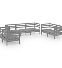 7-tlg. Garten-Lounge-Set Grau Massivholz Kiefer