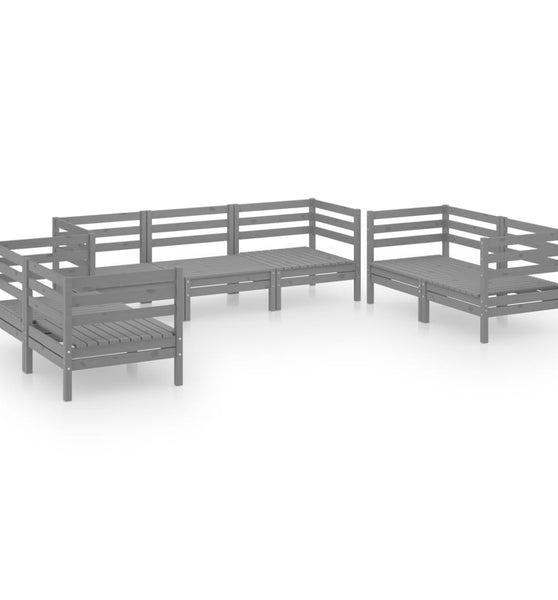 7-tlg. Garten-Lounge-Set Grau Massivholz Kiefer