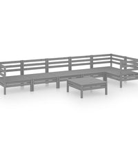7-tlg. Garten-Lounge-Set Kiefer Massivholz Grau