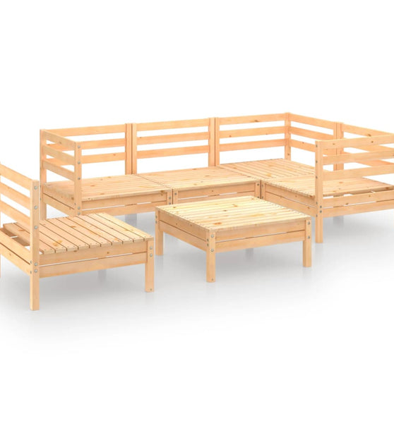 6-tlg. Garten-Lounge-Set Kiefer Massivholz