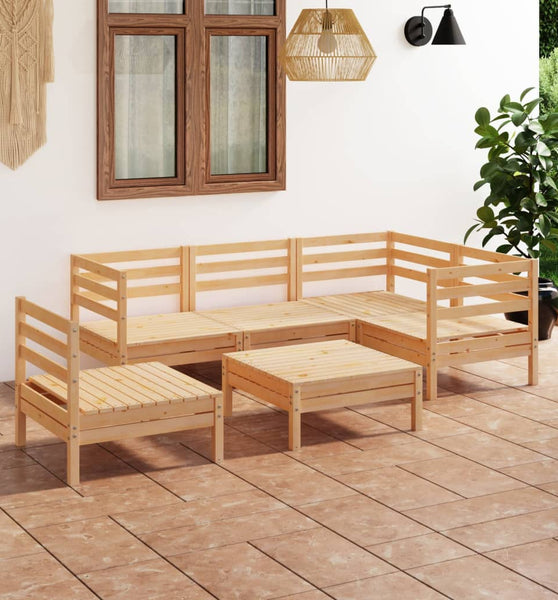 6-tlg. Garten-Lounge-Set Kiefer Massivholz