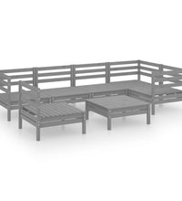 7-tlg. Garten-Lounge-Set Kiefer Massivholz Grau