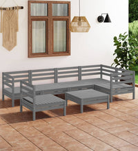 7-tlg. Garten-Lounge-Set Kiefer Massivholz Grau