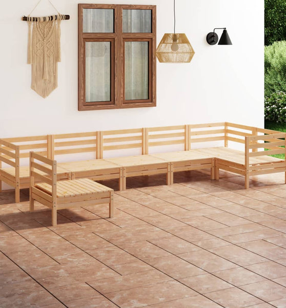 7-tlg. Garten-Lounge-Set Massivholz Kiefer
