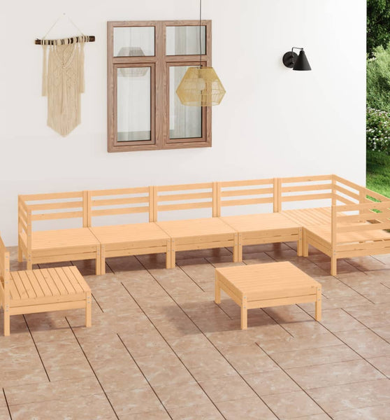 8-tlg. Garten-Lounge-Set Massivholz Kiefer