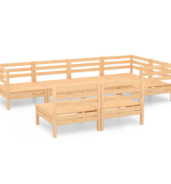 7-tlg. Garten-Lounge-Set Massivholz Kiefer