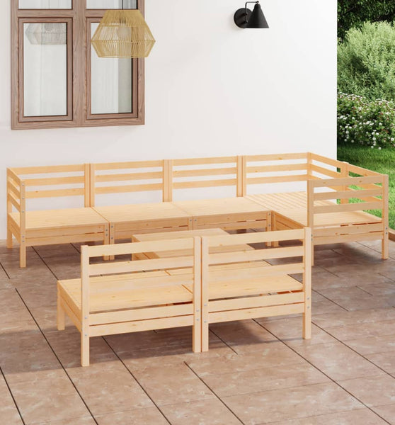 8-tlg. Garten-Lounge-Set Massivholz Kiefer