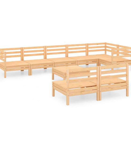 9-tlg. Garten-Lounge-Set Massivholz Kiefer