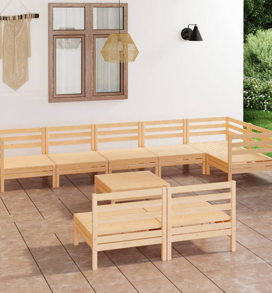 9-tlg. Garten-Lounge-Set Massivholz Kiefer